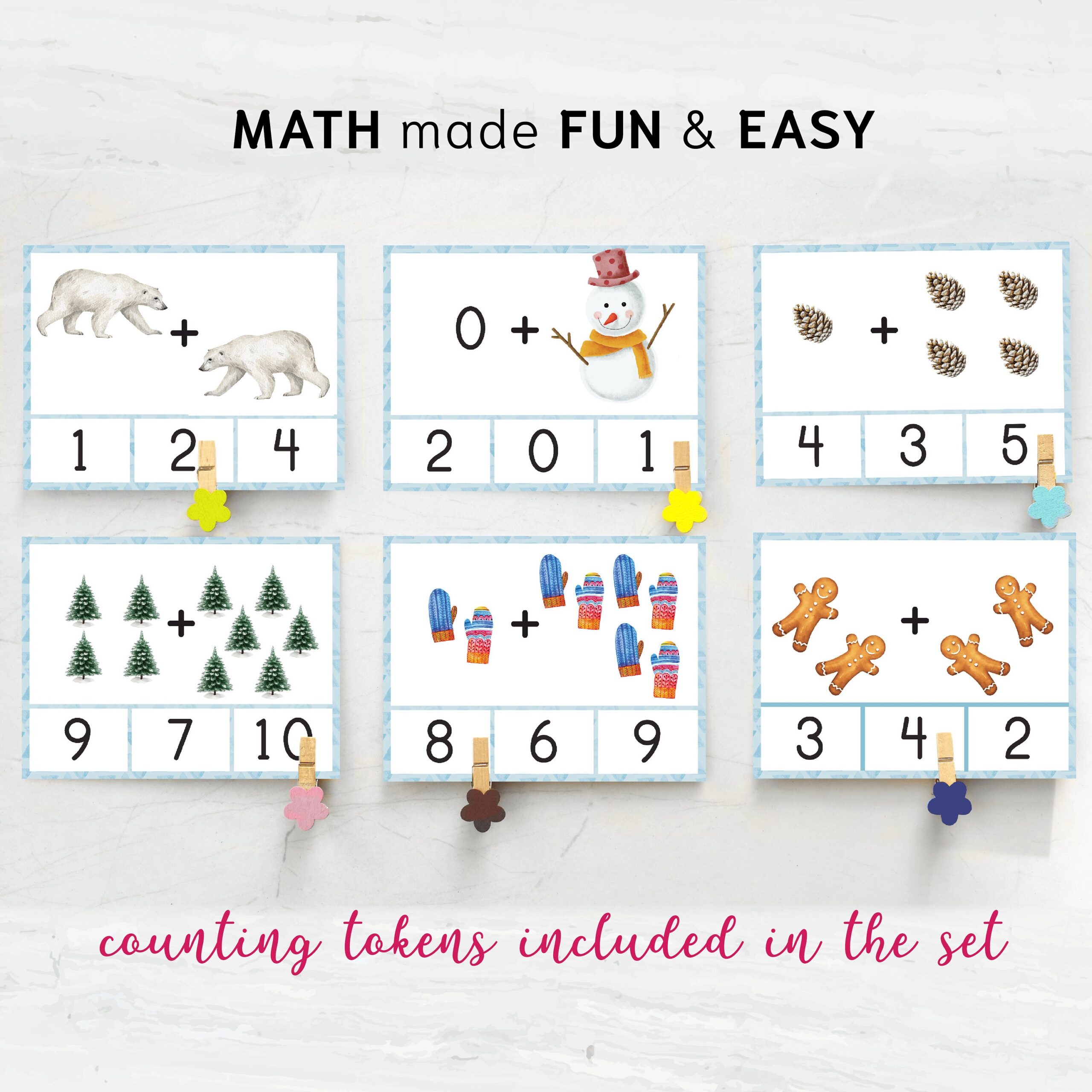Winter Addition Clip Cards: Montessori Math Printable (Digital Download ...