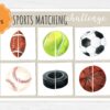 Sport Symmetry Puzzle Printable Cards. Matching Memory Challenge for Toddlers. Puzzle Activity Set for Toddlers.
