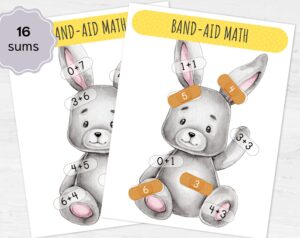 Addition math worksheet practice. Printable math game, Preschool math addition activity, Kindergarten homeschool curriculum