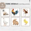Farm Animal Matching Cards. Printable Preschool Activity. Educational Animal Memory Game