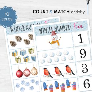 Winter Counting Activity for Toddlers. Winter Numbers Count & Match Priintable Activity.