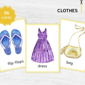 Montessori Clothes Flashcards - a Printable Homeschool Material with Nomenclature Vocabulary Cards. +BONUS
