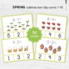 Spring Subtraction Clip Cards for Preschool Math | Montessori Math Practice Worksheets
