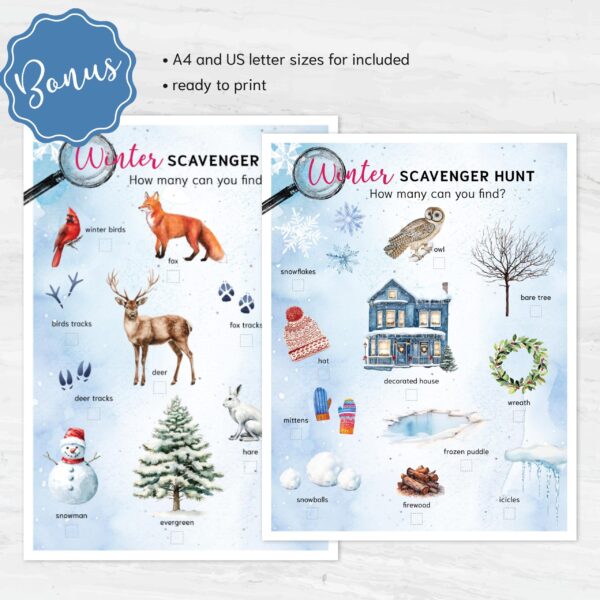 Winter Scavenger Hunt for Kids. Printable Winter Nature Activity.