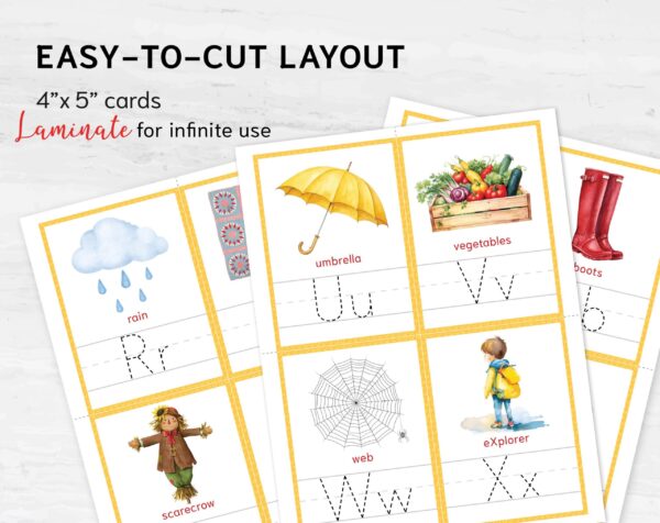 Fall Alphabet Tracing Cards - Letter Learning Activity Set for Toddlers