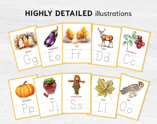 Fall Alphabet Tracing Cards - Letter Learning Activity Set for Toddlers