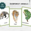 JUNGLE Animals Watercolor 3 Part Flashcards. Montessori Homeschool Supplies.