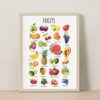 Watercolor Fruits Poster – Educational Wall Art for Kids | Montessori-Inspired Digital Print