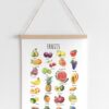 Watercolor Fruits Poster – Educational Wall Art for Kids | Montessori-Inspired Digital Print