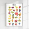 Watercolor Fruits Poster – Educational Wall Art for Kids | Montessori-Inspired Digital Print