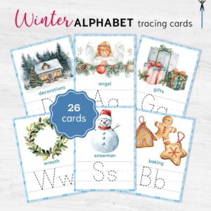 Montessori Alphabet Tracing Cards - Christmas Themes ABC Printable Activity Book for Kids