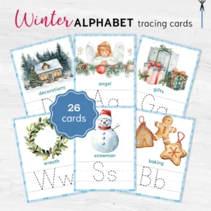 Montessori Alphabet Tracing Cards - Christmas Themes ABC Printable Activity Book for Kids