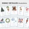 Montessori Alphabet Tracing Cards - Christmas Themes ABC Printable Activity Book for Kids
