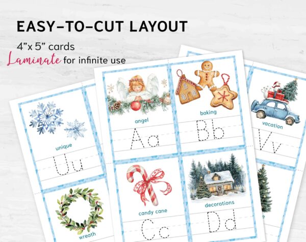 Montessori Alphabet Tracing Cards - Christmas Themes ABC Printable Activity Book for Kids