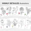 Flowers Coloring Pages | Printable Coloring Book for Stress Relief, Art Therapy & Fun Kids Activities