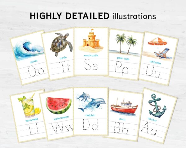 Alphabet Tracing Worksheet – Printable Summer-themed Letter Learning activity for PreK