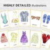 Montessori Clothes Flashcards - a Printable Homeschool Material with Nomenclature Vocabulary Cards. +BONUS