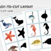 Ocean animals shadow matching cards. Montessori Educational Materials. Printable Watercolor sea animal cards.