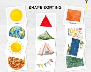 Montessori Shape Sorting Cards - Printable Toddler's 7 Shapes Recognition and Matching Activity Set