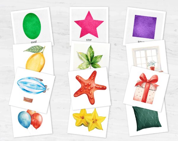 Montessori Shape Sorting Cards - Printable Toddler's 7 Shapes Recognition and Matching Activity Set