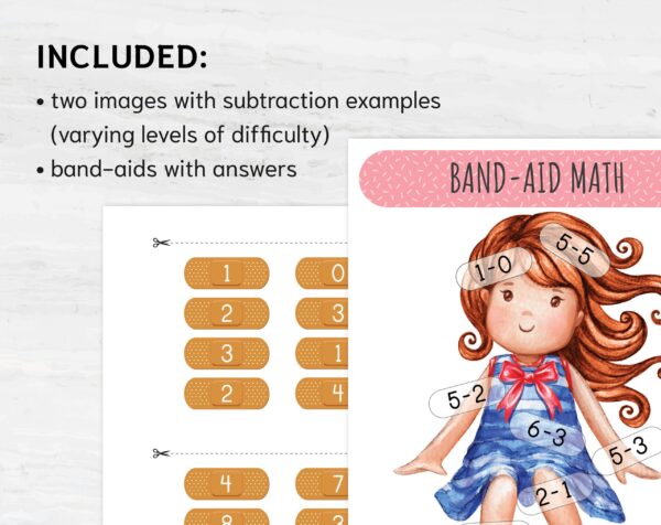 Band-aid Math Subtraction Game: Montessori Homeschool Printable (Digital Download)