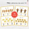 Montessori Autumn Subtraction Fun! Preschool math with number recognition. Fun montessori math practice worksheets.