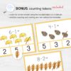 Montessori Autumn Subtraction Fun! Preschool math with number recognition. Fun montessori math practice worksheets.