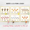 Montessori Autumn Subtraction Fun! Preschool math with number recognition. Fun montessori math practice worksheets.