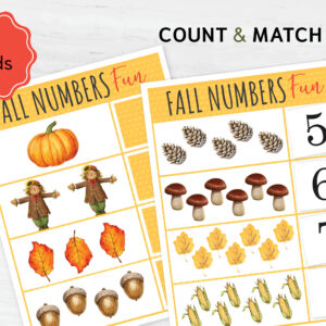 Fall Counting Game: Numbers Match Activity, Preschool Math (Digital Download)