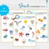 Beach Scavenger Hunt. Printable Summer Nature Activity. Outdoor Beach Adventure Game Download for Kids