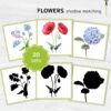 Flower Shadow Matching Cards: Montessori Learning Game (PDF Download)