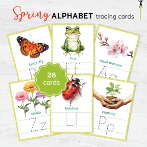 Spring Alphabet Tracing Cards – Printable Spring themed Letter Learning activity for toddlers