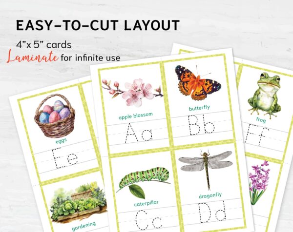 Spring Alphabet Tracing Cards – Printable Spring themed Letter Learning activity for toddlers