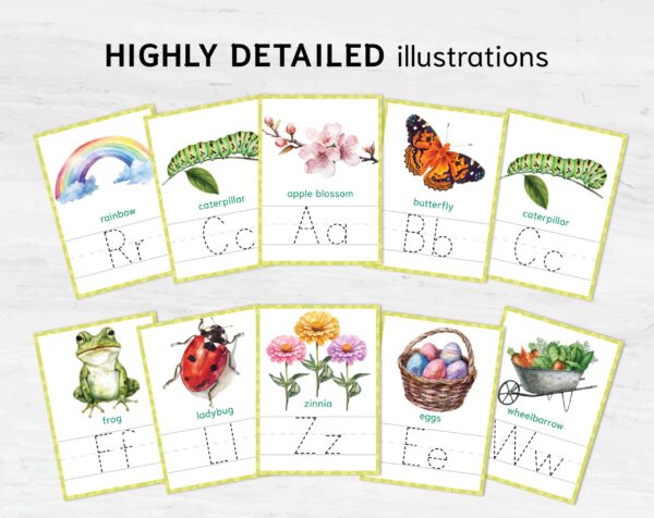 Spring Alphabet Tracing Cards – Printable Spring themed Letter Learning activity for toddlers