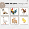 Farm Animal Matching Cards. Printable Preschool Activity. Educational Animal Memory Game