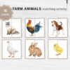 Farm Animal Matching Cards. Printable Preschool Activity. Educational Animal Memory Game