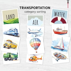 Transportation Sorting Activity | Printable Vehicle Sorting Cards | Montessori-Inspired Early Learning Materials