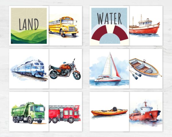 Transportation Sorting Activity | Printable Vehicle Sorting Cards | Montessori-Inspired Early Learning Materials