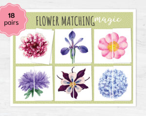Flower Symmetry Matching Game: Montessori Toddler Puzzle (Digital Download)