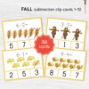 Autumn Subtraction Clip Cards: Montessori Math, Ages 3-5 (Digital Download)