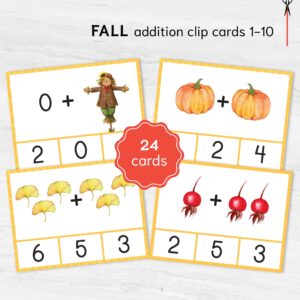 Montessori Fall Addition Cards: Preschool Math Practice (Digital Download)