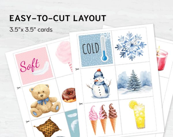 Explore Opposites sorting activity: HOT-or-COLD Montessori-Styled Logic Set for Toddlers flashcards