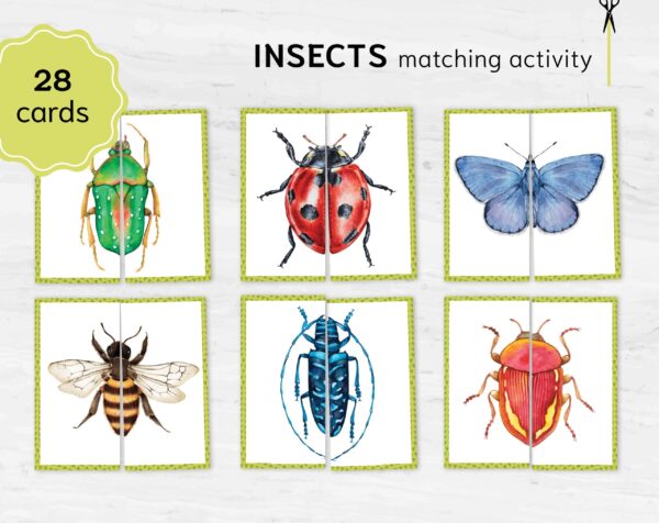 Insects Symmetry Matching Puzzle: Montessori Toddler Activity (Digital Download)