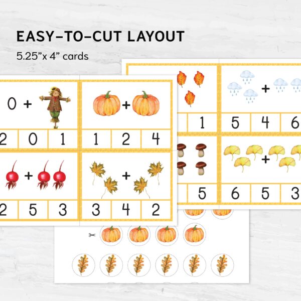 Montessori Fall Addition Cards: Preschool Math Practice (Digital Download)