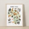 Animals of Africa Educational Poster – Watercolor Wildlife Map | Montessori & Homeschool Printable