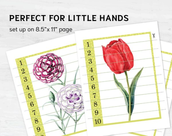 Spring Flower Number Puzzle: Montessori Math Printable (PDF)