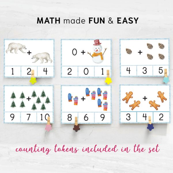 Winter Subtraction Clip Cards: Fun Math Activity for Preschoolers