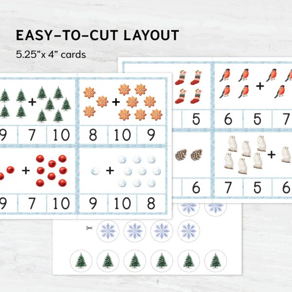 Winter Addition Clip Cards: Montessori Math Printable (Digital Download)