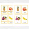Watercolor Fruit Flashcards - Montessori Vibrant Learning Set, Printable Kids Vocabulary Cards for Homeschooling & Learning