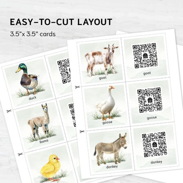 Farm Animal Sounds – QR Code Listening Activity | Montessori-Inspired Digital Learning Cards